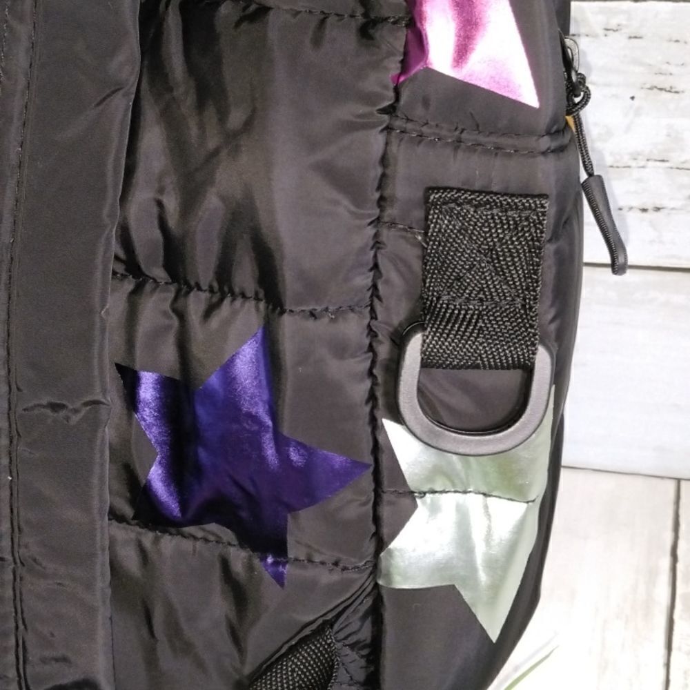 Small Star Print Quilted Backpack Bag Purse - Picture 5 of 10